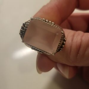 Silver and Pink Quartz Cocktail Ring